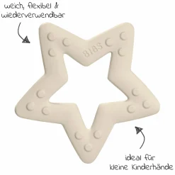 3-tlg. Starter-Set - De Lux Schnuller 2er Pack Silikon + Beißring Baby Bitie Star - Ivory / Blush