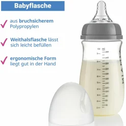 13-tlg. Starter-Set / Flaschen-Set - 6 PP-Flaschen + Trinksauger + Milchpulverportionierer + Flaschenbürste + Abtropfständer