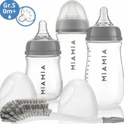 4-tlg. Starter-Set 3 PP-Flaschen inkl. Silikon-Trinksauger + Flaschenbürste