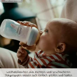 4-tlg. Starter-Set Natural Response - 2 PP-Flaschen mit Silikon-Saugern + 2 Schnuller Ultra Air 0-6M - Unterwasserwelt