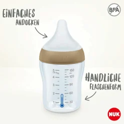 8-tlg. Starter-Set Perfect Match - 4x PP-Flasche (150 ml & 260 ml) + Silikon-Sauger (Gr. S, M & U) + Schnuller + Flaschenbürste - Regenbogen - Weiß