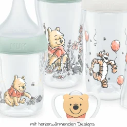 4-tlg. Starter-Set Perfect Match - 3x PP-Flasche (150 ml & 260 ml) + Silikon-Sauger (Gr. S & M) + Schnuller Space - Disney Winnie Pooh