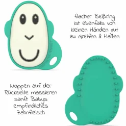 4-tlg. Starter-Set Zahnungshilfen - Beißring mit Fingerzahnbürste - Affe - Grün