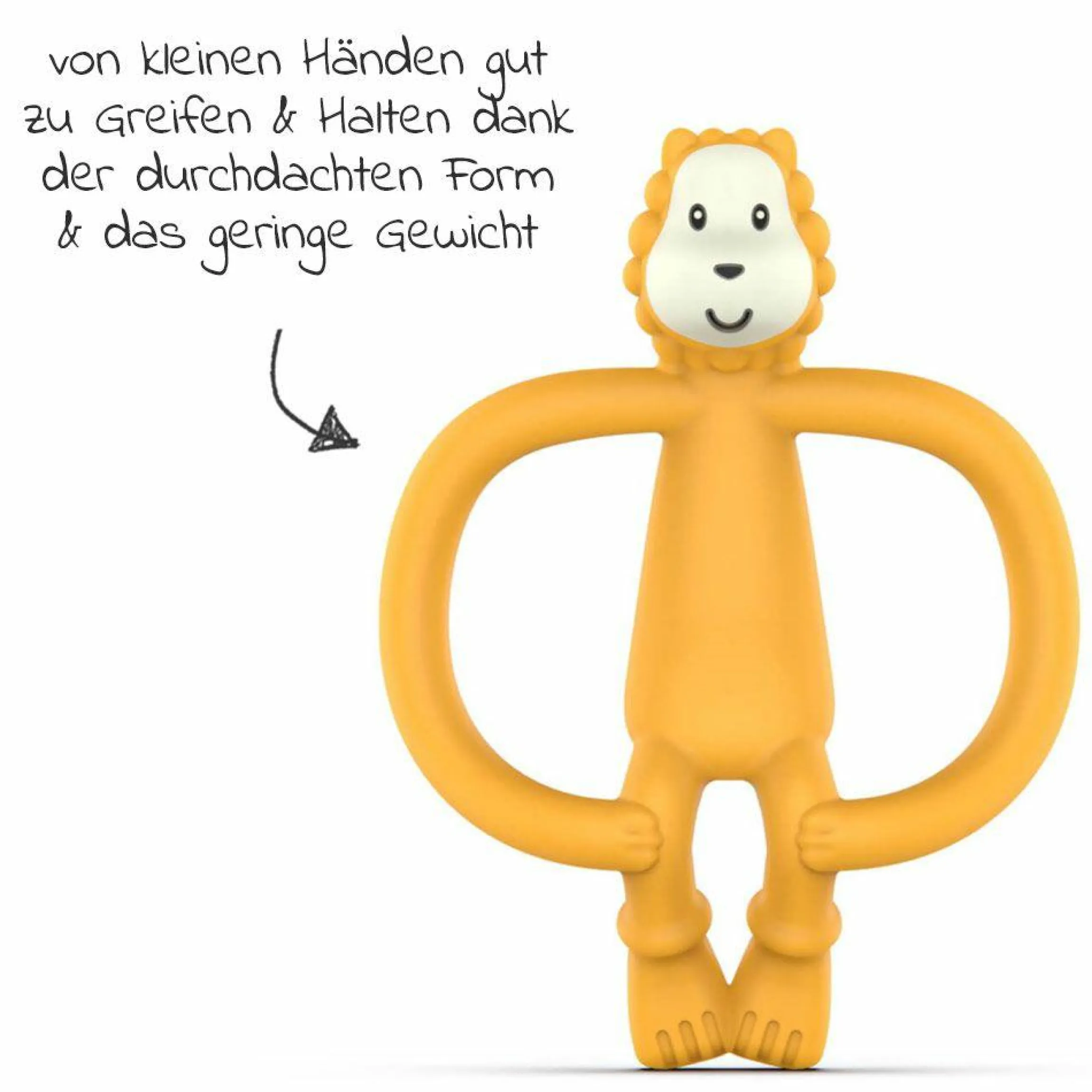 4-tlg. Starter-Set Zahnungshilfen - Beißring mit Fingerzahnbürste - Löwe - Gelb