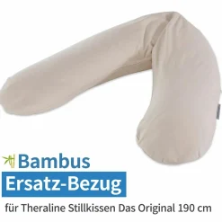4-tlg. Stillkissen Sparset Das Original 190 cm inkl. 2 Bezügen + Mikroperlen-Nachfüllpack 9,5 l - Leaves & Bamboo Kieselgrau