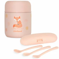 5-tlg. Thermos-Set 280 ml Baby Edelstahl-Isolierbehälter Food Thermy Mini mit Besteck - zum Füttern für Unterwegs - Candy