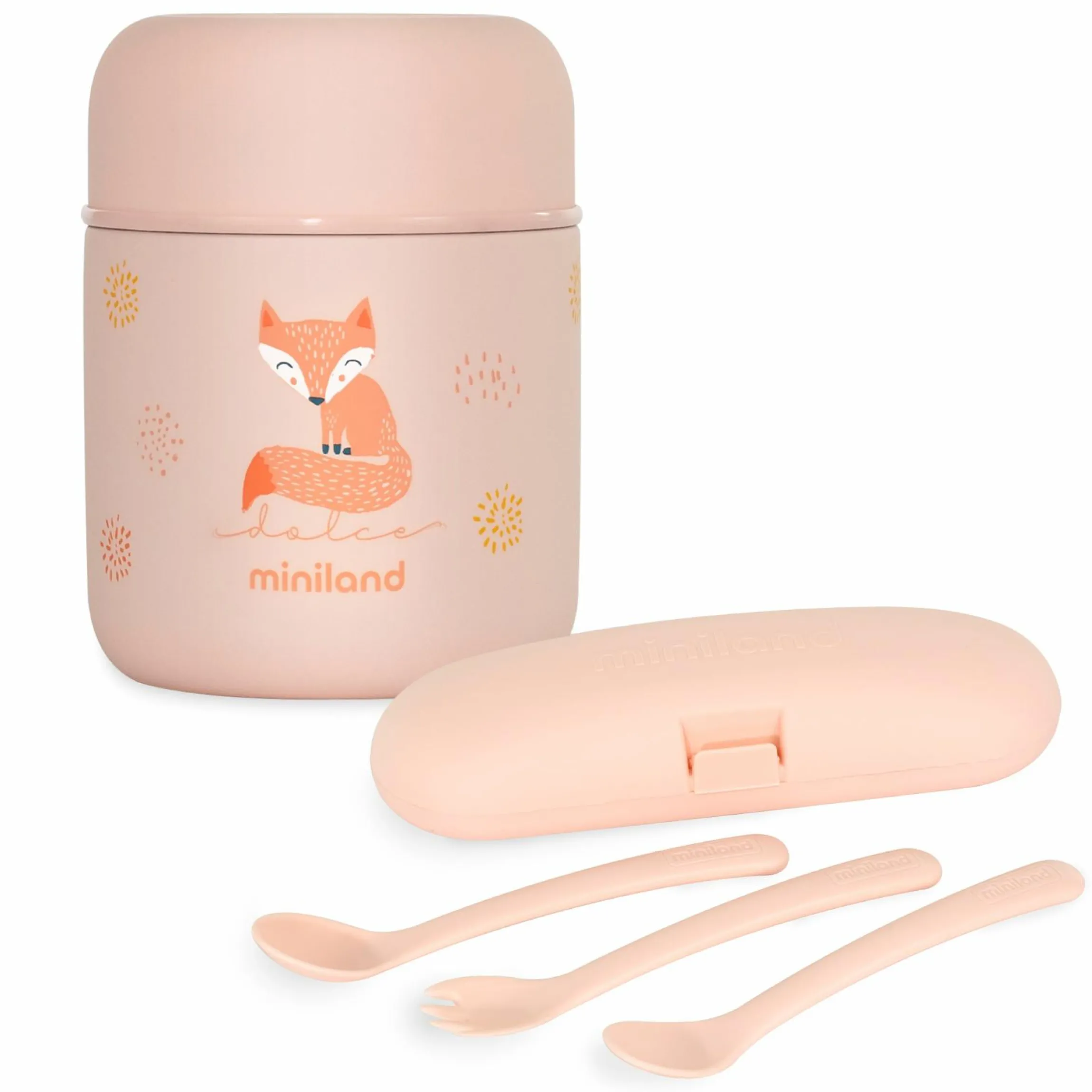 5-tlg. Thermos-Set 280 ml Baby Edelstahl-Isolierbehälter Food Thermy Mini mit Besteck - zum Füttern für Unterwegs - Candy