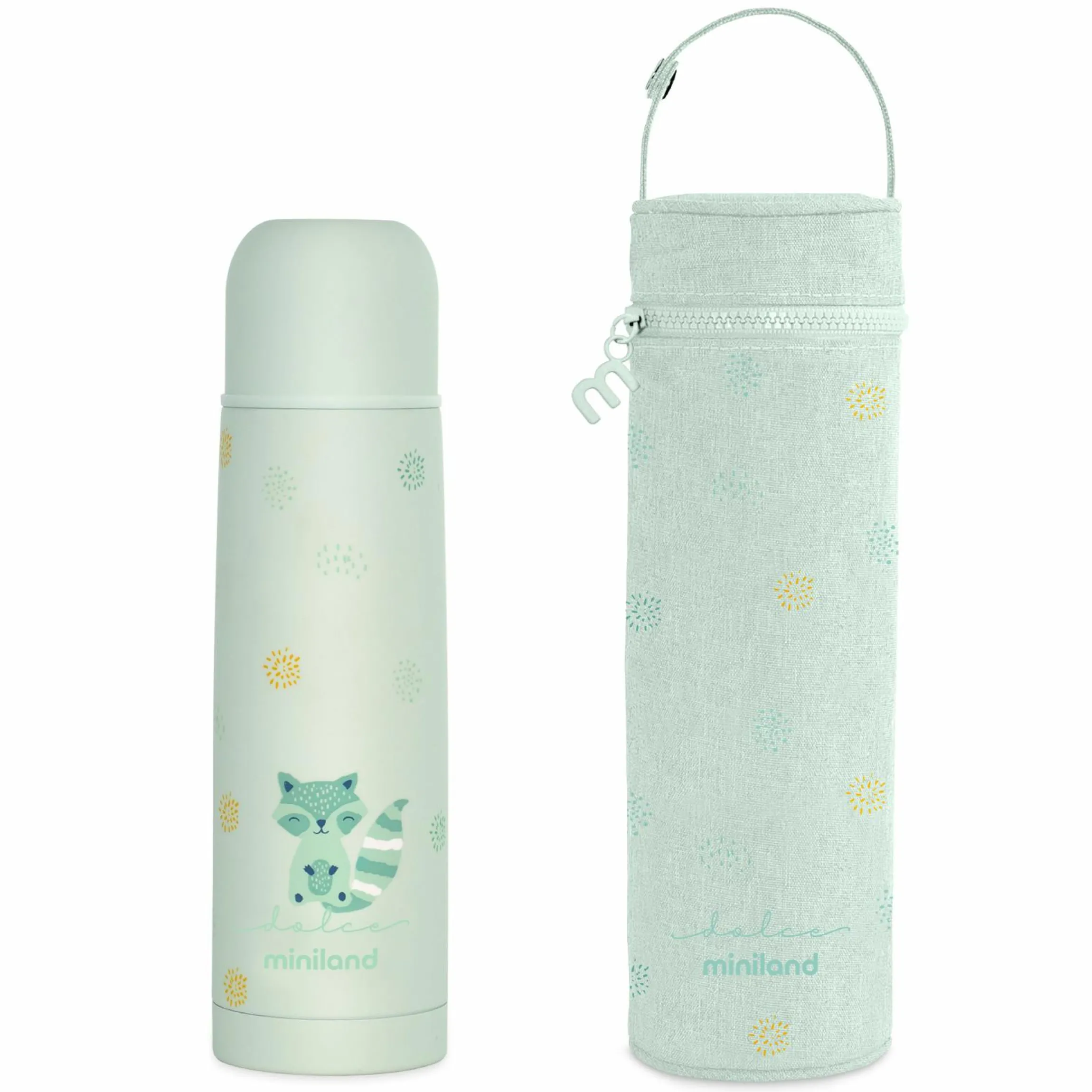 2-tlg. Thermos-Set 500 ml Baby Edelstahl-Isolierflasche Thermy mit Isolietasche Thermibag - zum Füttern für Unterwegs - Mint