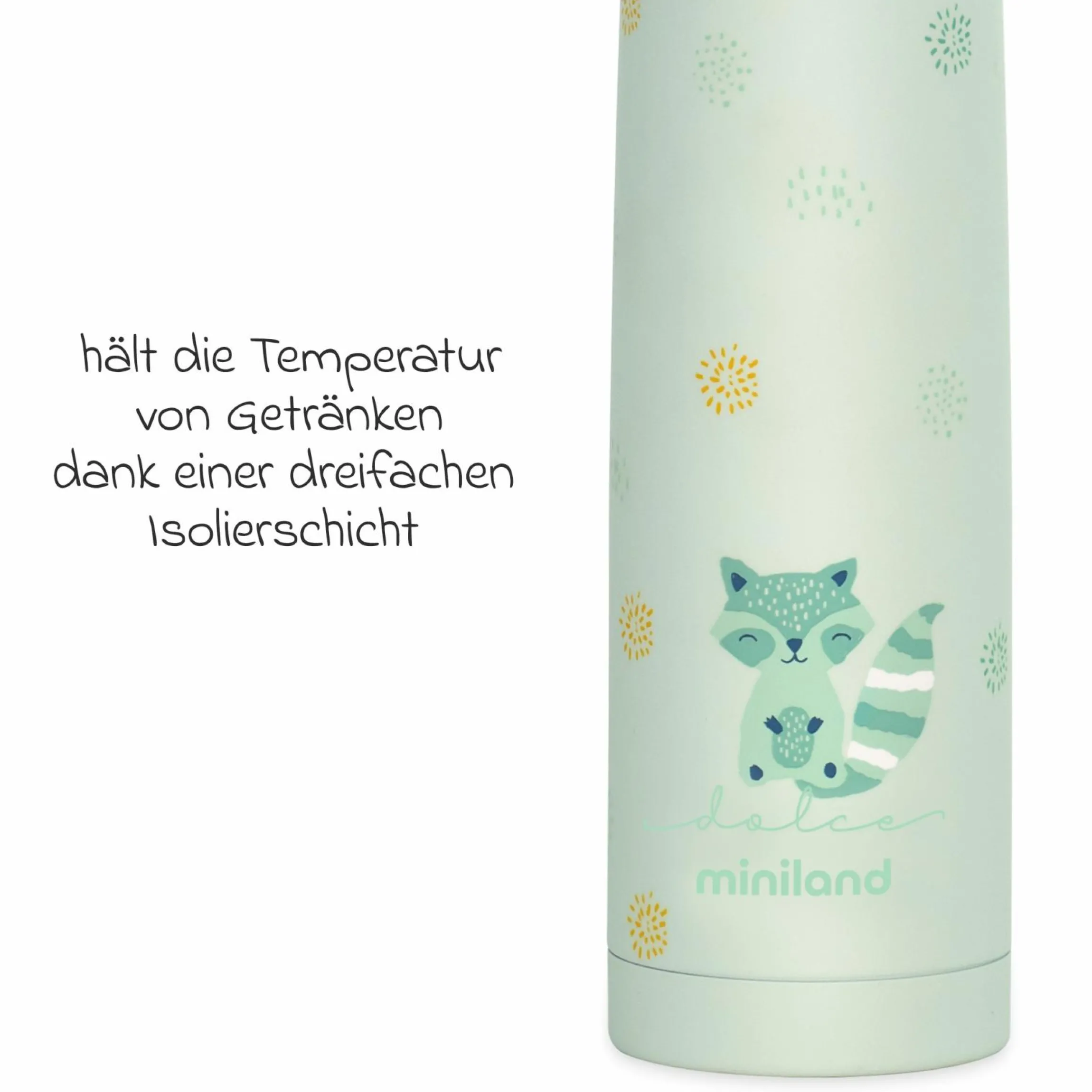 2-tlg. Thermos-Set 500 ml Baby Edelstahl-Isolierflasche Thermy mit Isolietasche Thermibag - zum Füttern für Unterwegs - Mint