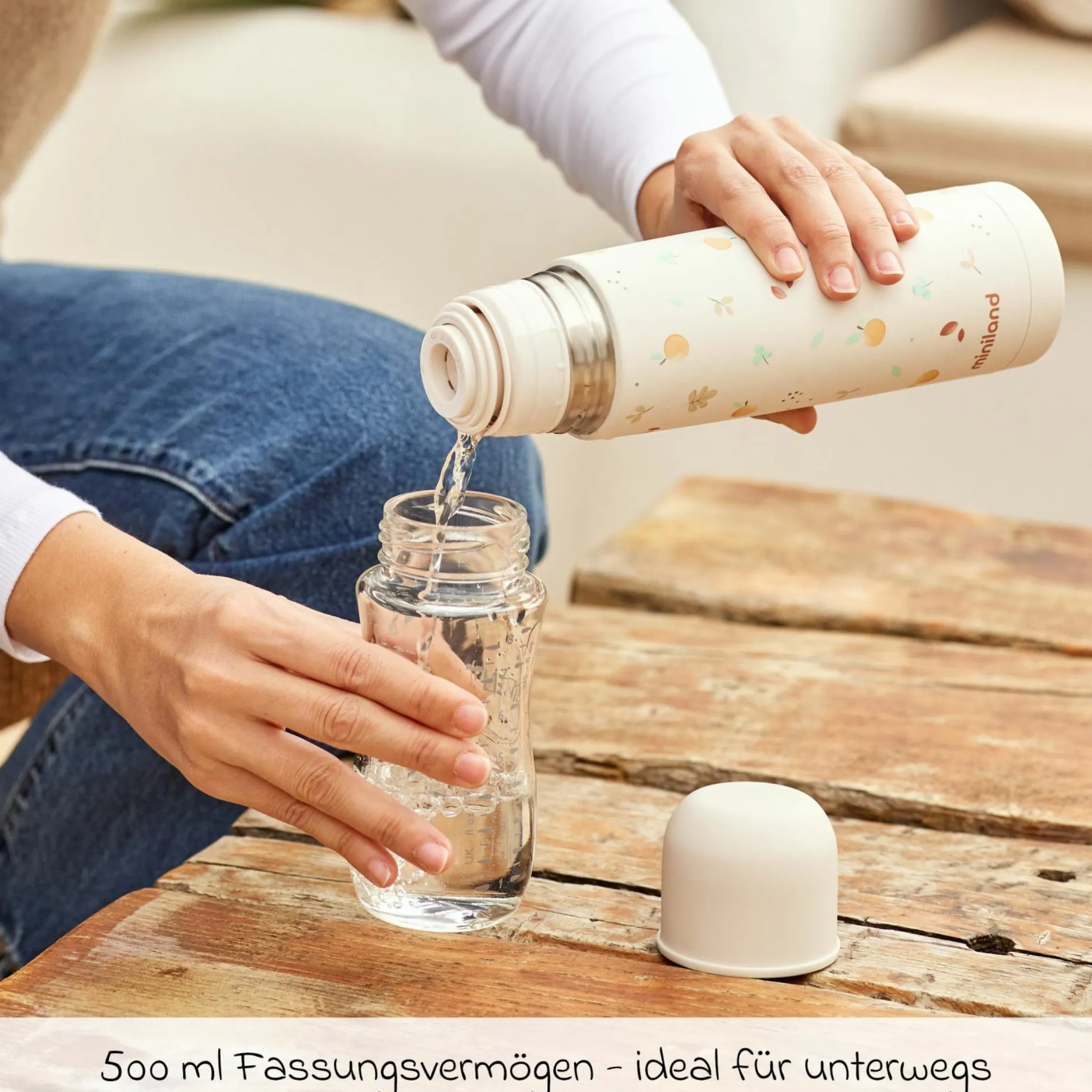 2-tlg. Thermos-Set 500 ml Baby Edelstahl-Isolierflasche Thermy mit Isolietasche Thermibag - zum Füttern für Unterwegs - Valencia
