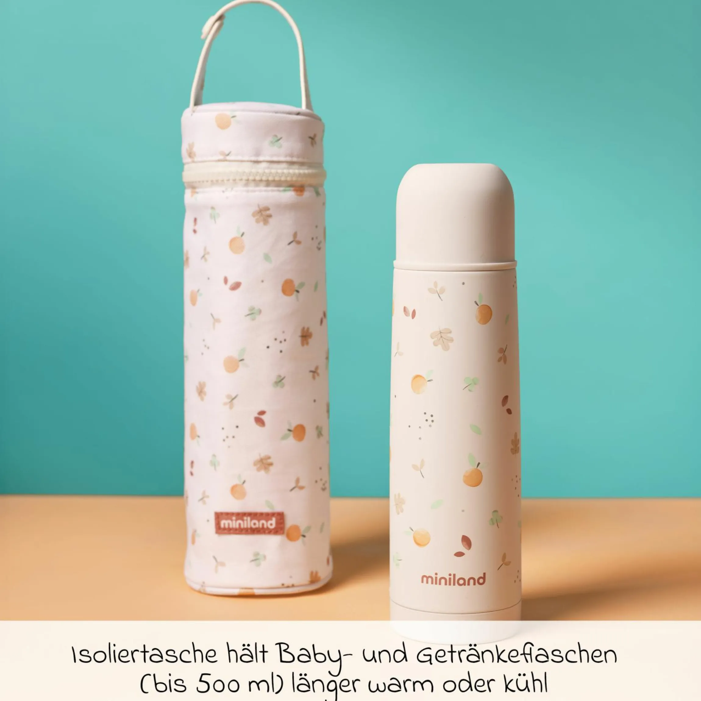 2-tlg. Thermos-Set 500 ml Baby Edelstahl-Isolierflasche Thermy mit Isolietasche Thermibag - zum Füttern für Unterwegs - Valencia