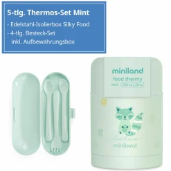 5-tlg. Thermos-Set 600 ml Baby Edelstahl-Isolierbehälter Food Thermy mit Besteck - zum Füttern für Unterwegs - Mint