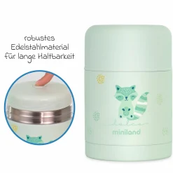 5-tlg. Thermos-Set 600 ml Baby Edelstahl-Isolierbehälter Food Thermy mit Besteck - zum Füttern für Unterwegs - Mint