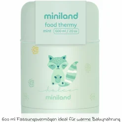 6-tlg. Thermos-Set 600 ml Baby Edelstahl-Isolierbehälter Food Thermy mit Besteck & Isoliertasche - zum Füttern für Unterwegs - Mint