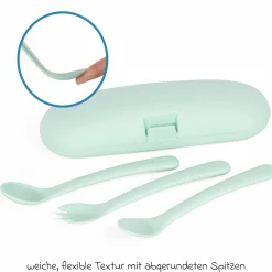 6-tlg. Thermos-Set 600 ml Baby Edelstahl-Isolierbehälter Food Thermy mit Besteck & Isoliertasche - zum Füttern für Unterwegs - Mint