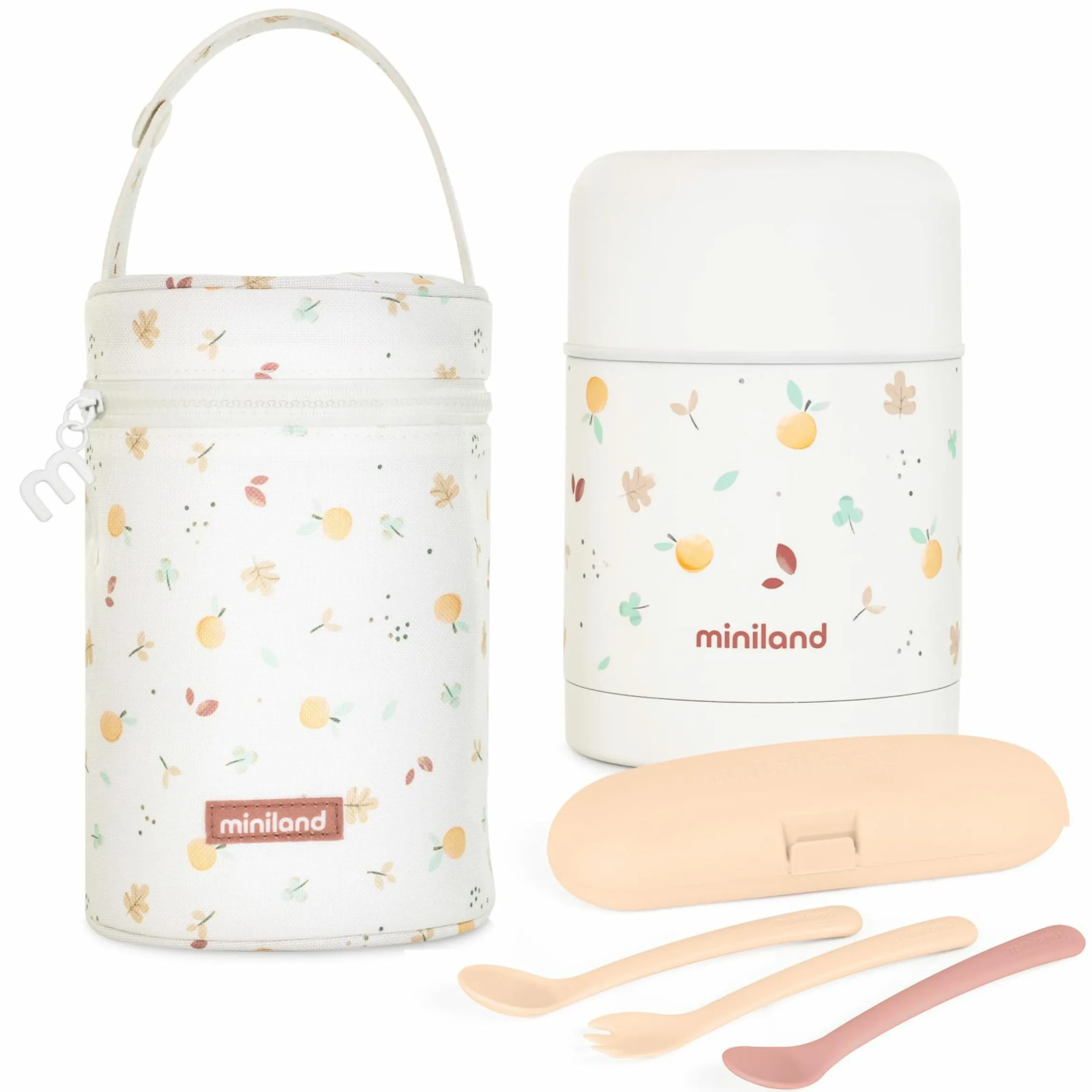 6-tlg. Thermos-Set 600 ml Baby Edelstahl-Isolierbehälter Food Thermy mit Besteck & Isoliertasche - zum Füttern für Unterwegs - Valencia