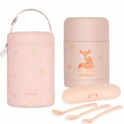 6-tlg. Thermos-Set 600 ml Baby Edelstahl-Isolierbehälter Food Thermy mit Besteck & Isoliertasche - zum Füttern für Unterwegs - Candy