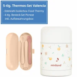5-tlg. Thermos-Set 600 ml Baby Edelstahl-Isolierbehälter Food Thermy mit Besteck - zum Füttern für Unterwegs - Valencia