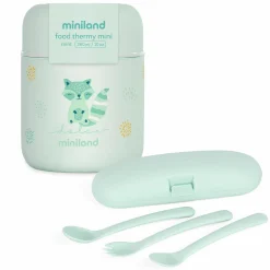 5-tlg. Thermos-Set 280 ml Baby Edelstahl-Isolierbehälter Food Thermy Mini mit Besteck - zum Füttern für Unterwegs - Mint