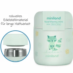 5-tlg. Thermos-Set 280 ml Baby Edelstahl-Isolierbehälter Food Thermy Mini mit Besteck - zum Füttern für Unterwegs - Mint