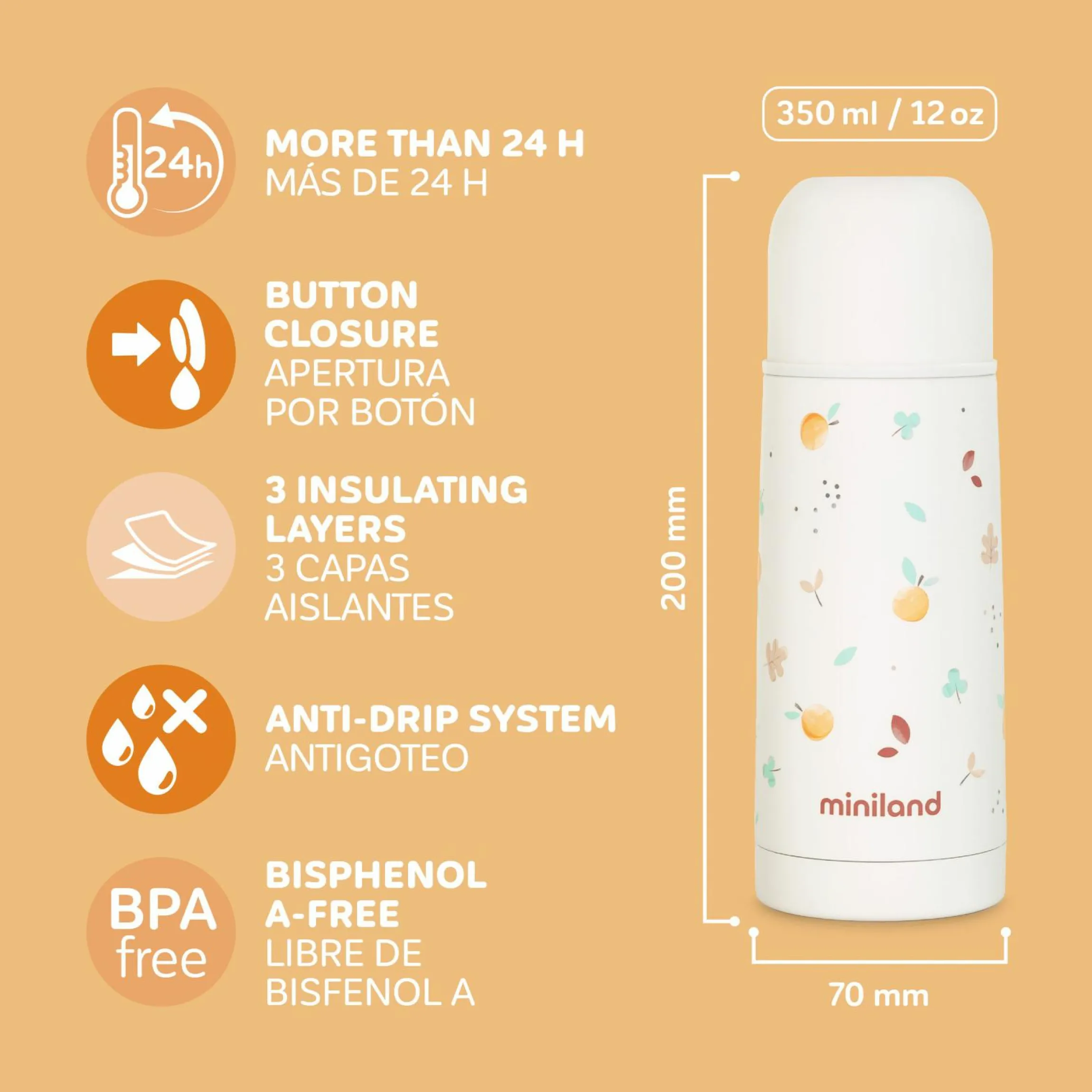 2-tlg. Thermos-Set 350 ml Baby Edelstahl-Isolierflasche Thermy mit Isolietasche Thermibag - zum Füttern für Unterwegs - Valencia