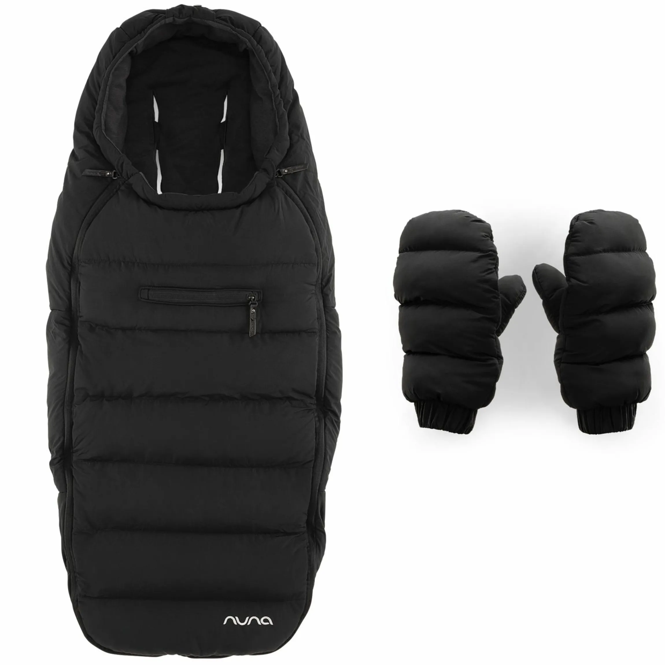 2-tlg. Winter-Kinderwagen-Set mit Fußsack und Handschuhe - Caviar