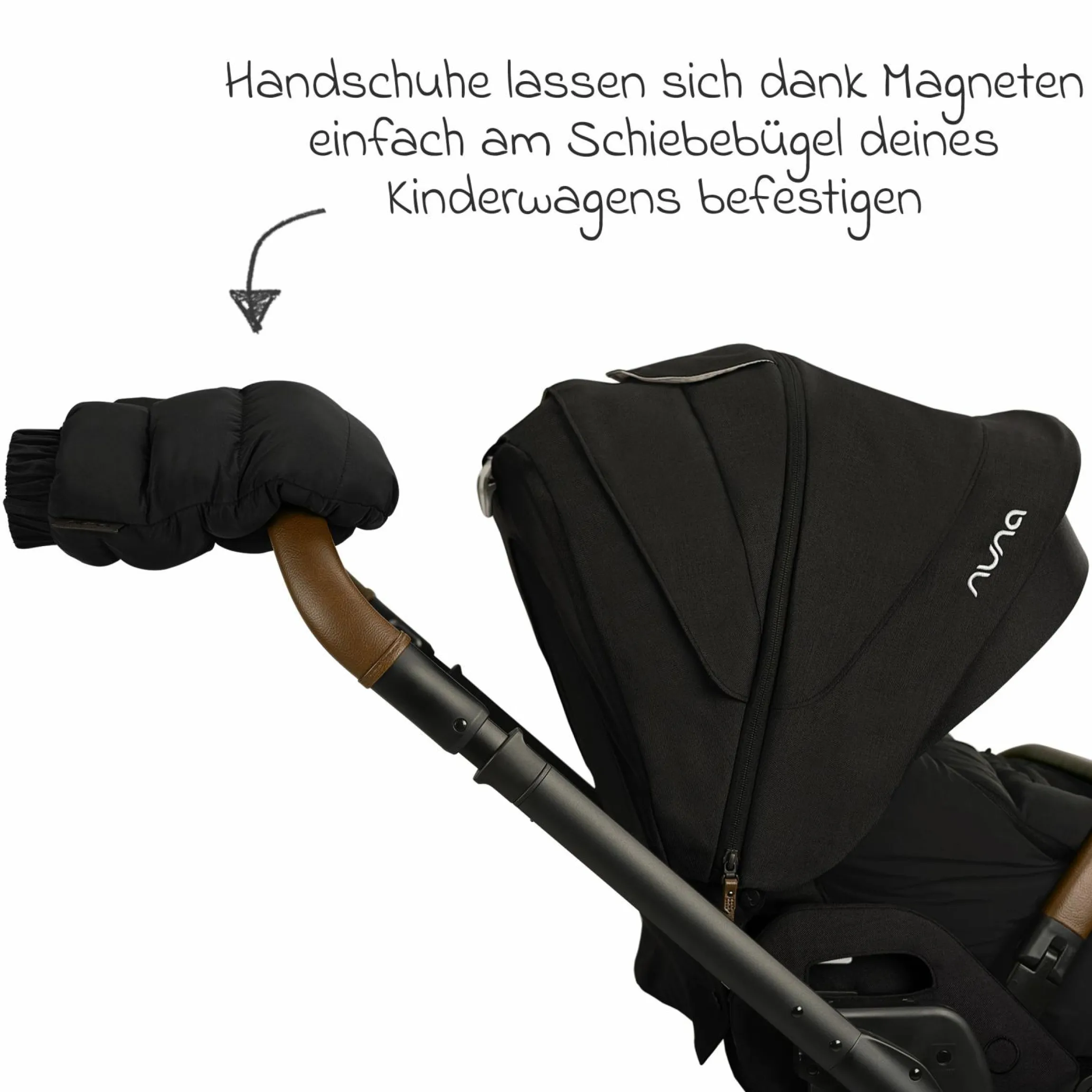2-tlg. Winter-Kinderwagen-Set mit Fußsack und Handschuhe - Caviar