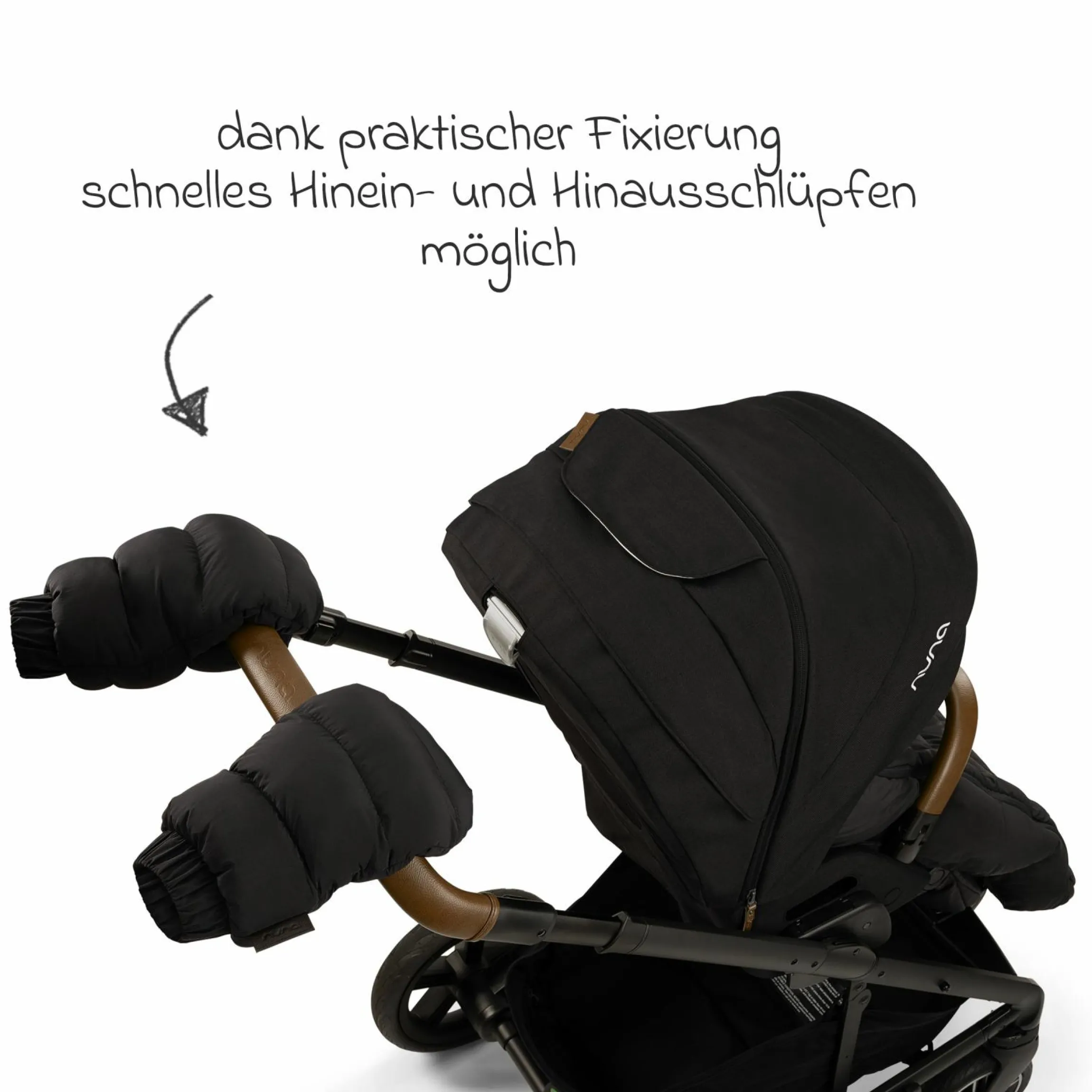 2-tlg. Winter-Kinderwagen-Set mit Fußsack und Handschuhe - Caviar