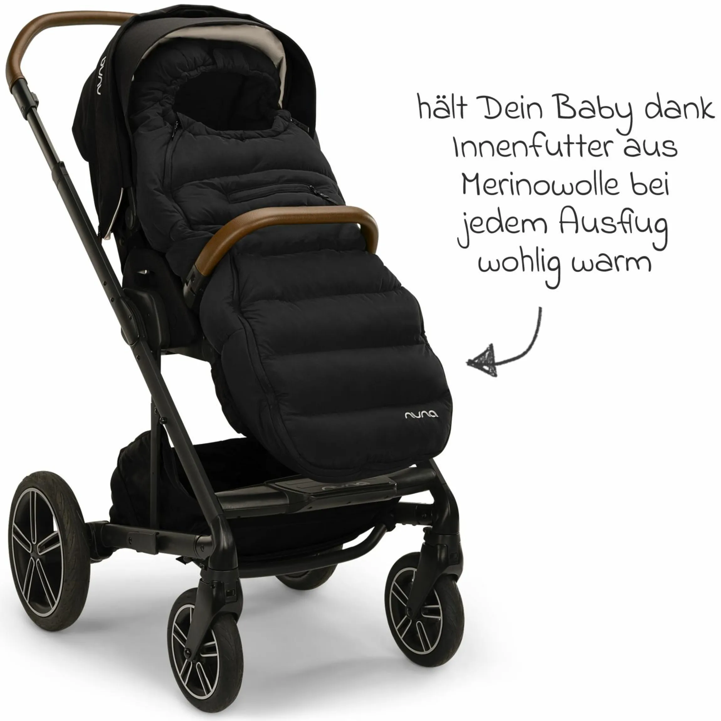 2-tlg. Winter-Kinderwagen-Set mit Fußsack und Handschuhe - Caviar