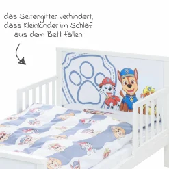 Toddler-Themen-Komplettbett inkl. Lattenrost und Bettwäsche 70 x 140 cm - Paw Patrol - Weiß Blau