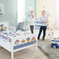 Toddler-Themen-Komplettbett inkl. Lattenrost und Bettwäsche 70 x 140 cm - Paw Patrol - Weiß Blau