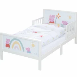 Toddler-Themen-Komplettbett inkl. Lattenrost und Bettwäsche 70 x 140 cm - Peppa Pig - Weiß
