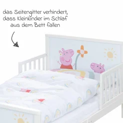 Toddler-Themen-Komplettbett inkl. Lattenrost und Bettwäsche 70 x 140 cm - Peppa Pig - Weiß