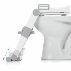 Toilettentrainer mit dynamischer Höhenverstellung, breiten Stufen, abnehmbarer Sitz, zusammenklappbar - Weiß Grau