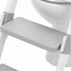Toilettentrainer mit dynamischer Höhenverstellung, breiten Stufen, abnehmbarer Sitz, zusammenklappbar - Weiß Grau