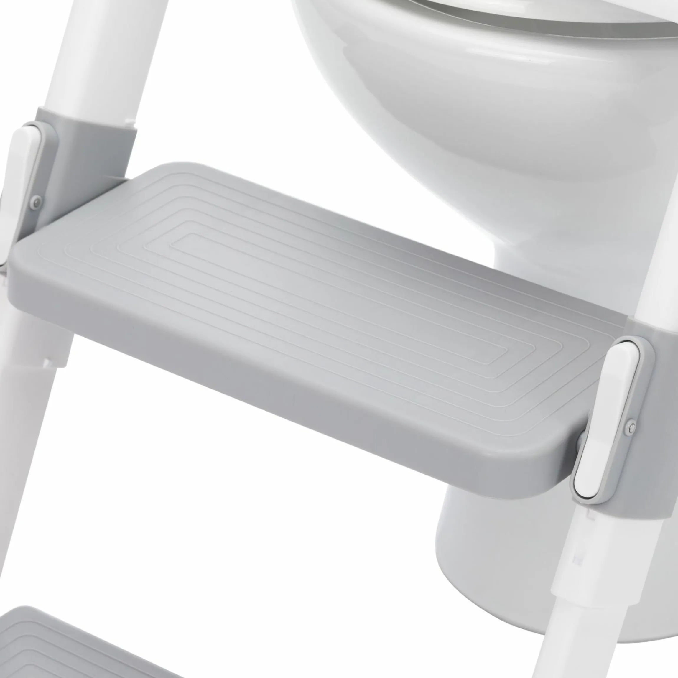 Toilettentrainer mit dynamischer Höhenverstellung, breiten Stufen, abnehmbarer Sitz, zusammenklappbar - Weiß Grau