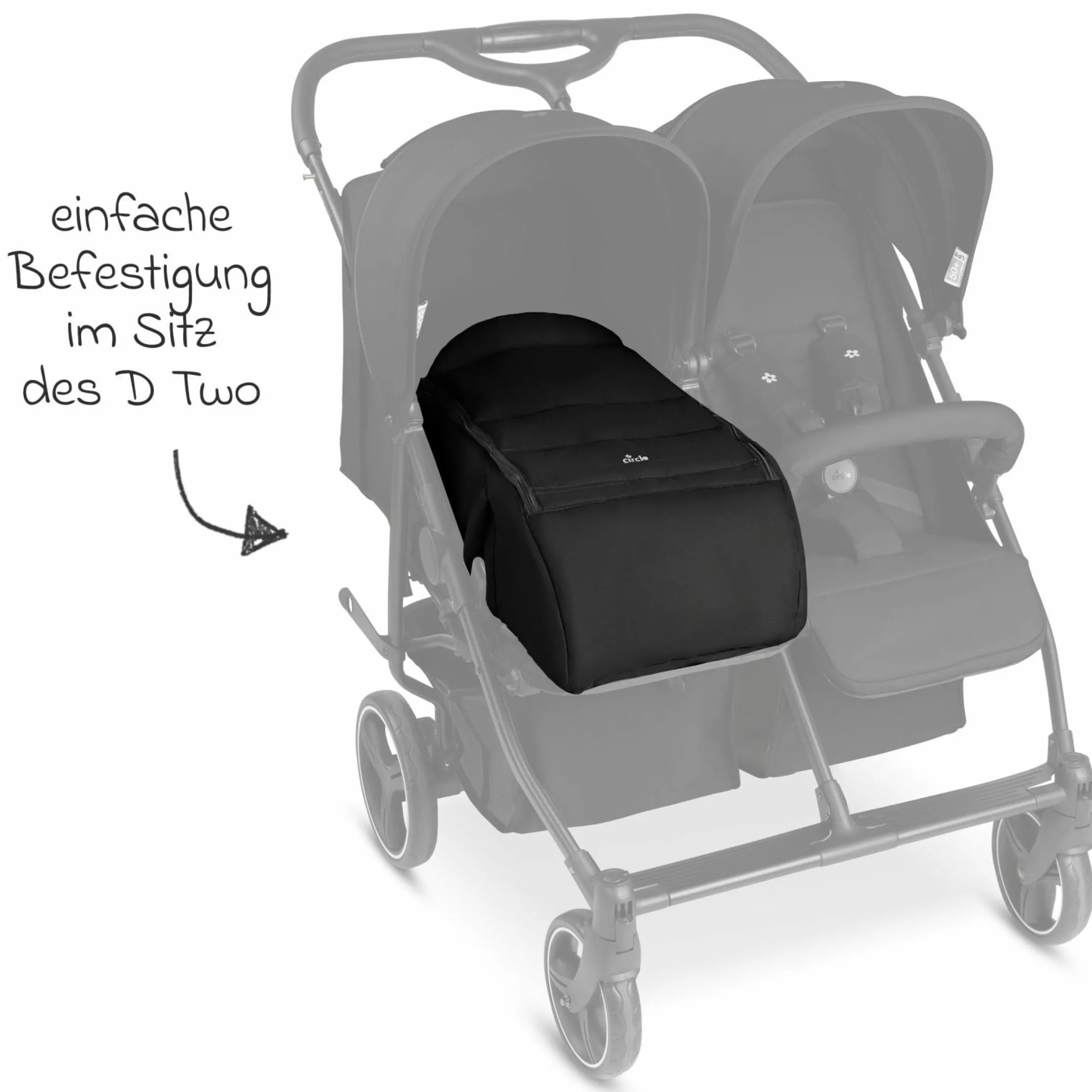 Tragetasche für Neugeborene - passend für Geschwisterwagen D Two - Black