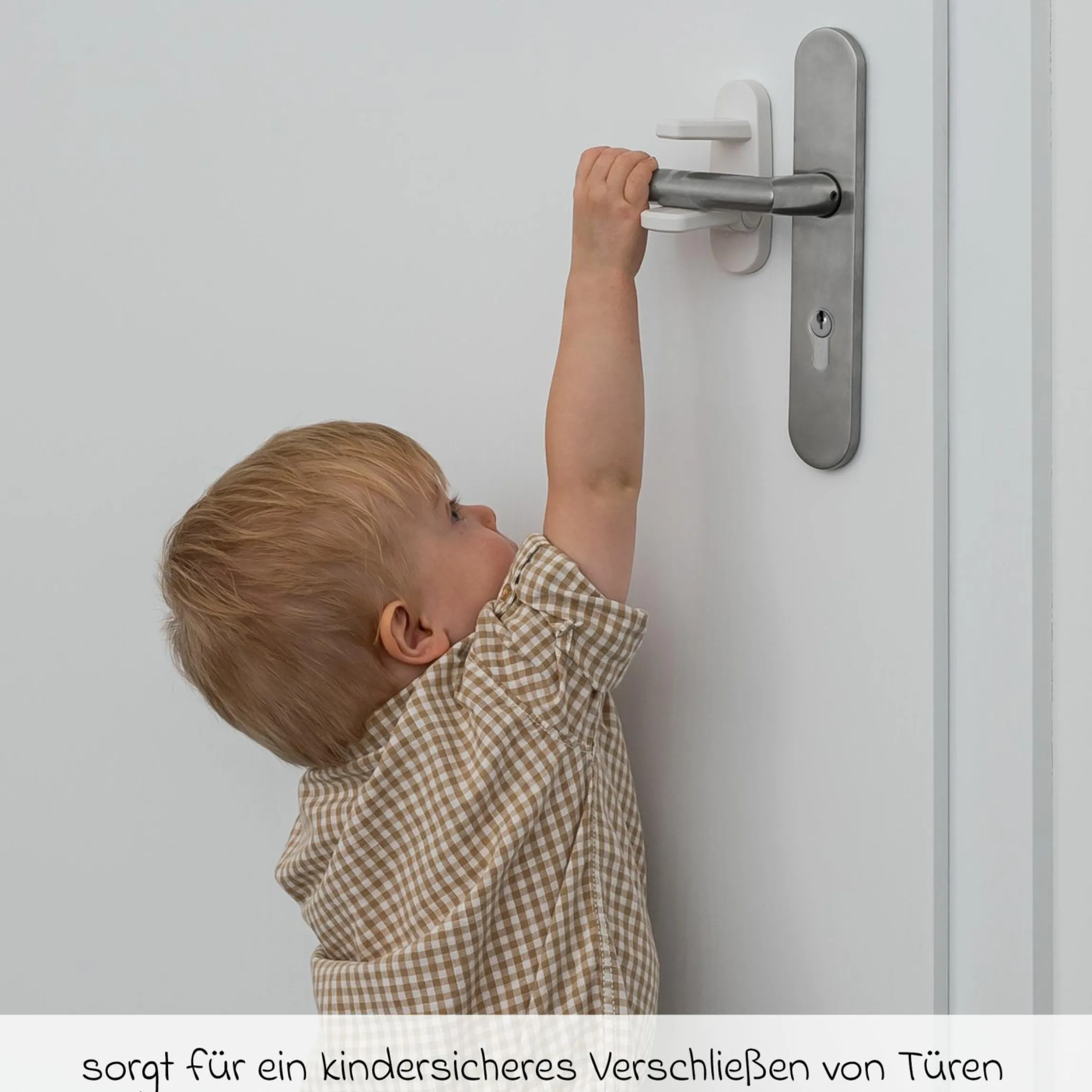 Türgriff-Stopp für kindersicheres Verschließen von Wohnungs- und Eingangstüren - Weiß - Kollektion 2024