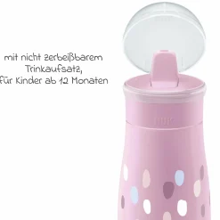 Trinkflasche Mini-Me Flip Cup - mit bissfestem Trinkaufsatz 450 ml - Punkte - Violett