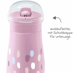 Trinkflasche Mini-Me Flip Cup - mit bissfestem Trinkaufsatz 450 ml - Punkte - Violett
