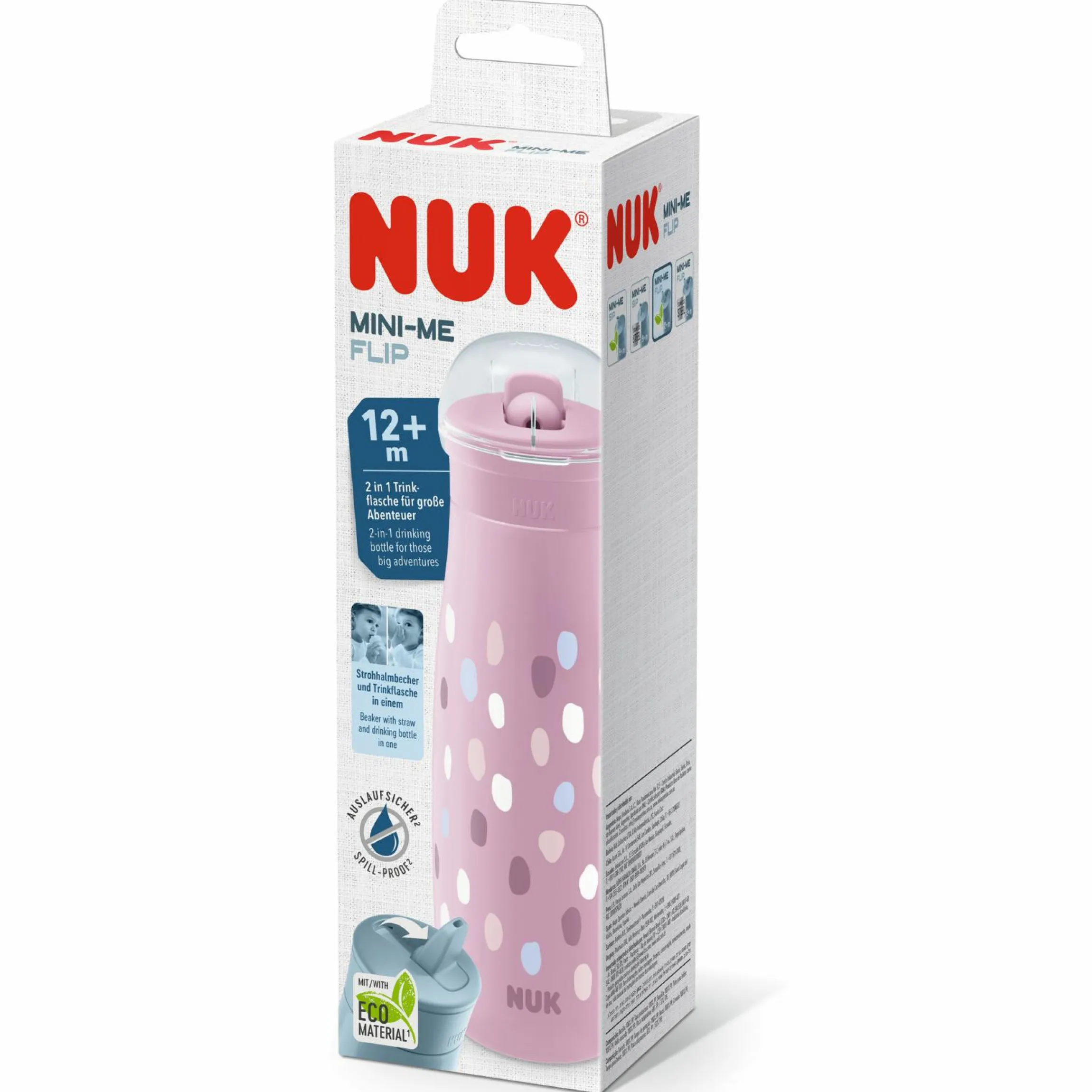 Trinkflasche Mini-Me Flip Cup - mit bissfestem Trinkaufsatz 450 ml - Punkte - Violett