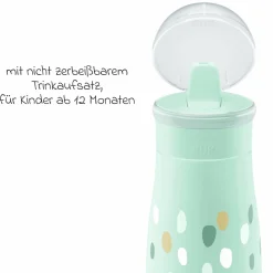 Trinkflasche Mini-Me Flip Cup - mit bissfestem Trinkaufsatz 450 ml - Punkte - Mint