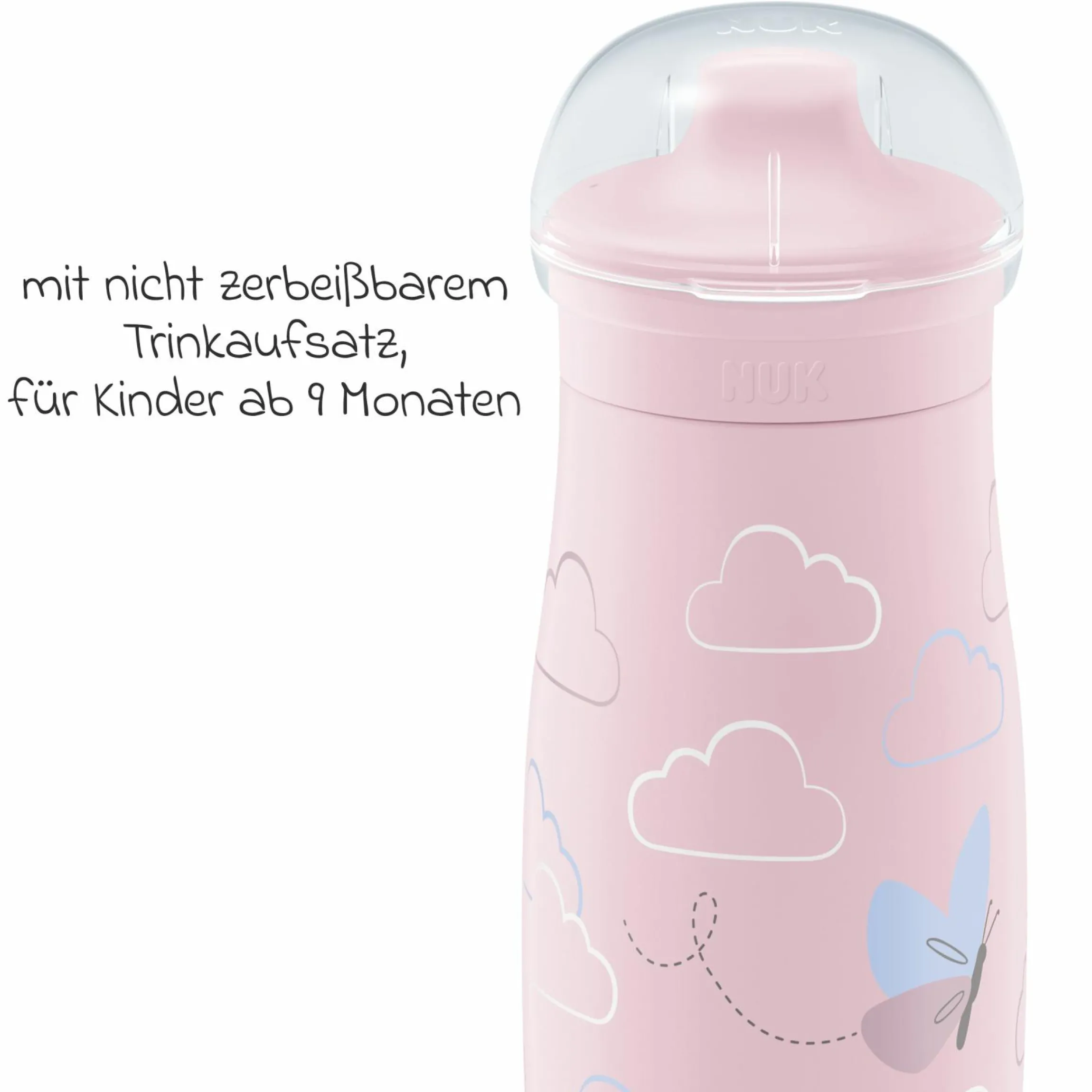 Trinkflasche Mini-Me Sip Cup - mit bissfestem Trinkaufsatz 300 ml - Schmetterling - Rosa