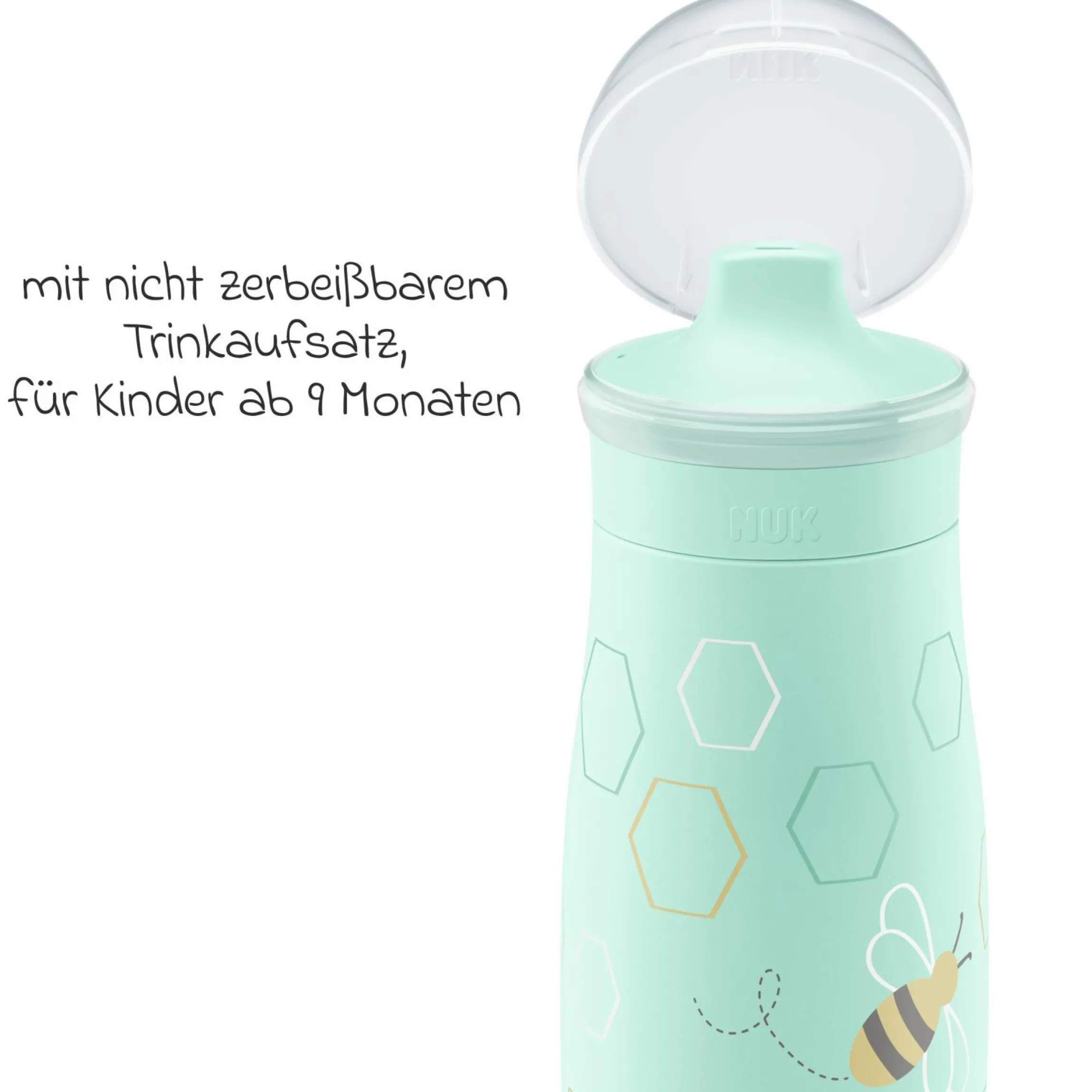 Trinkflasche Mini-Me Sip Cup - mit bissfestem Trinkaufsatz 300 ml - Biene - Mint