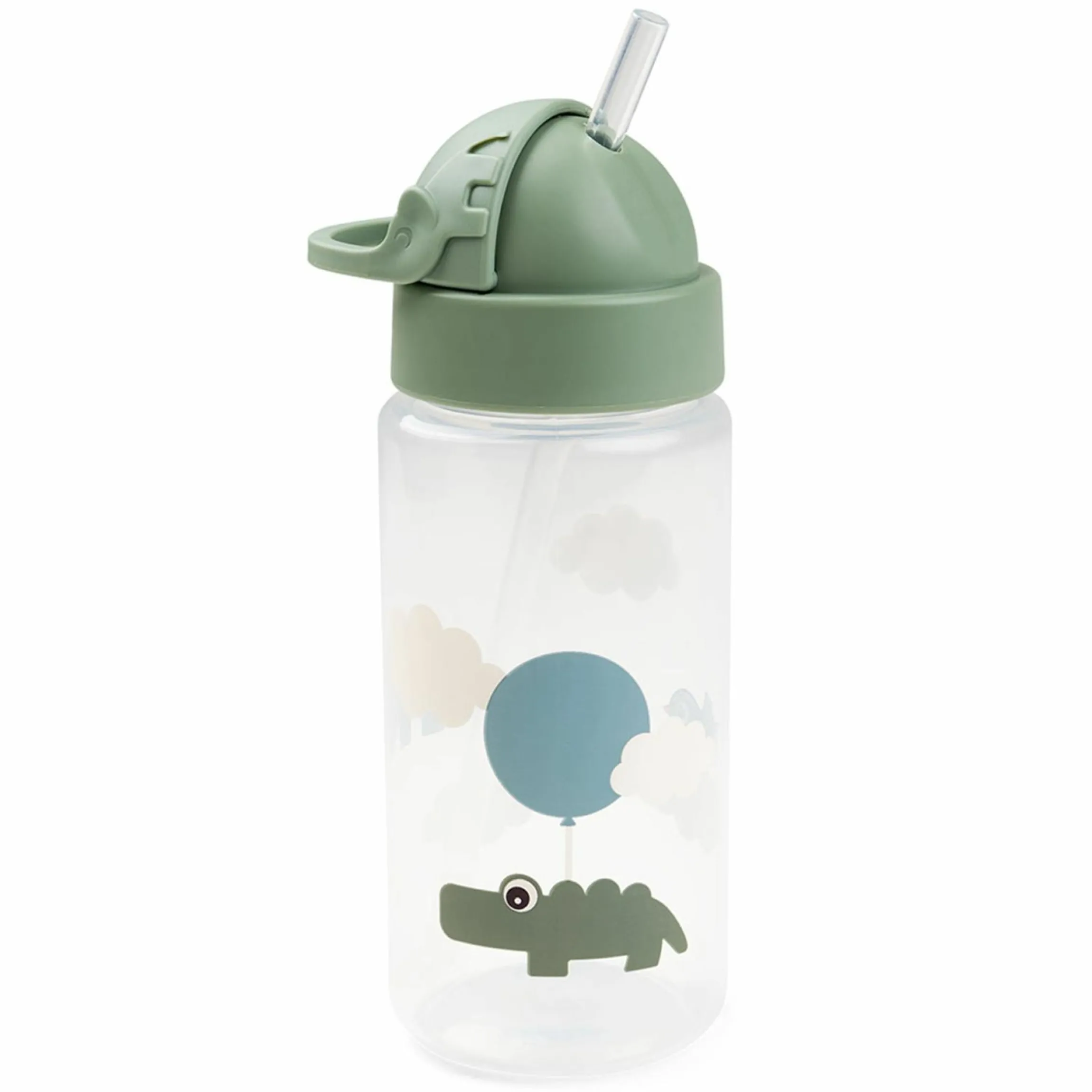 Trinkflasche mit Strohhalm 350 ml - Happy Clouds - Grün