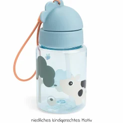 Trinkflasche mit Strohhalm 280 ml - Tiny Farm - Blau