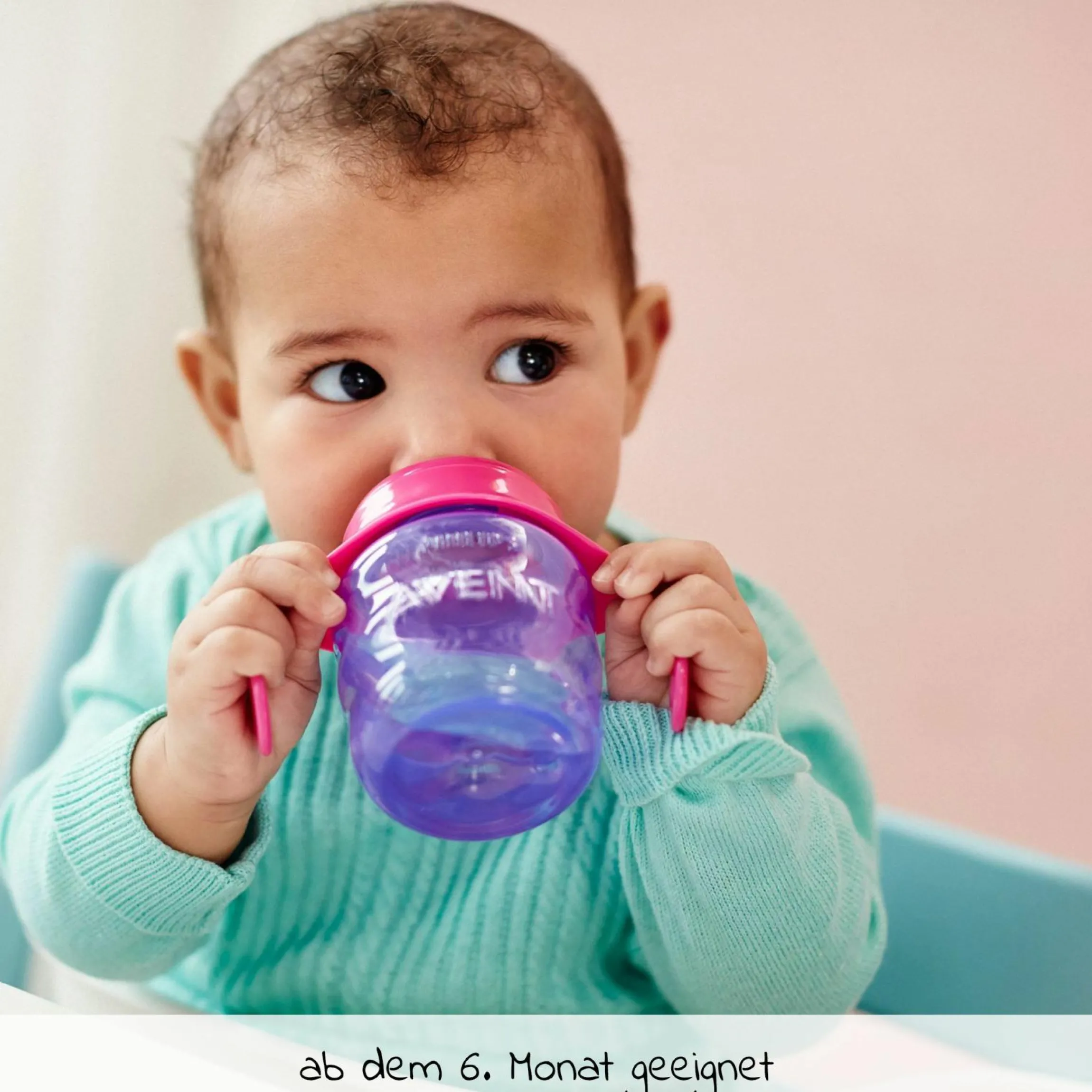 Trinklernbecher / Schnabelbecher mit weichem Silikon-Schnabel 200 ml - Pink/Lila