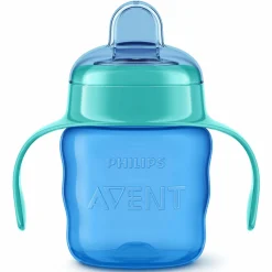 Trinklernbecher / Schnabelbecher mit weichem Silikon-Schnabel 200 ml - Grün/Blau