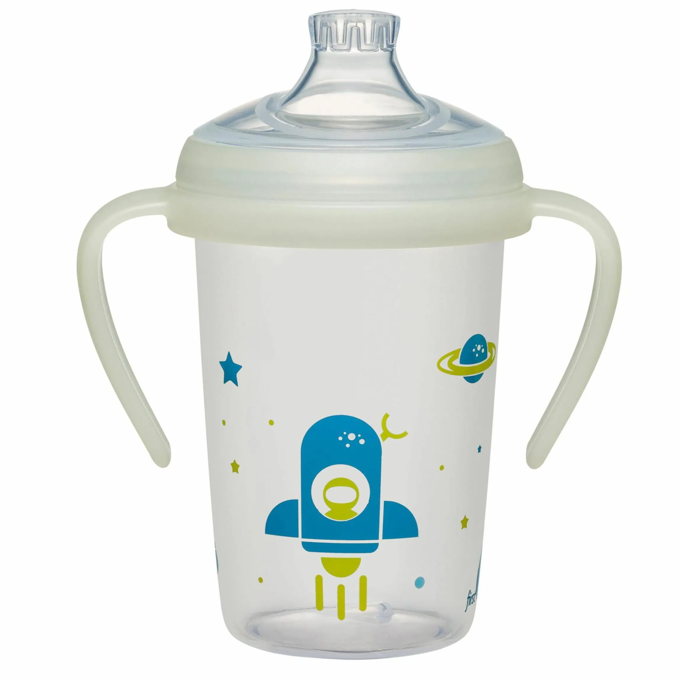 Trinklernbecher / Schnabeltasse mit Silikon-Schnabel 270 ml - Rakete