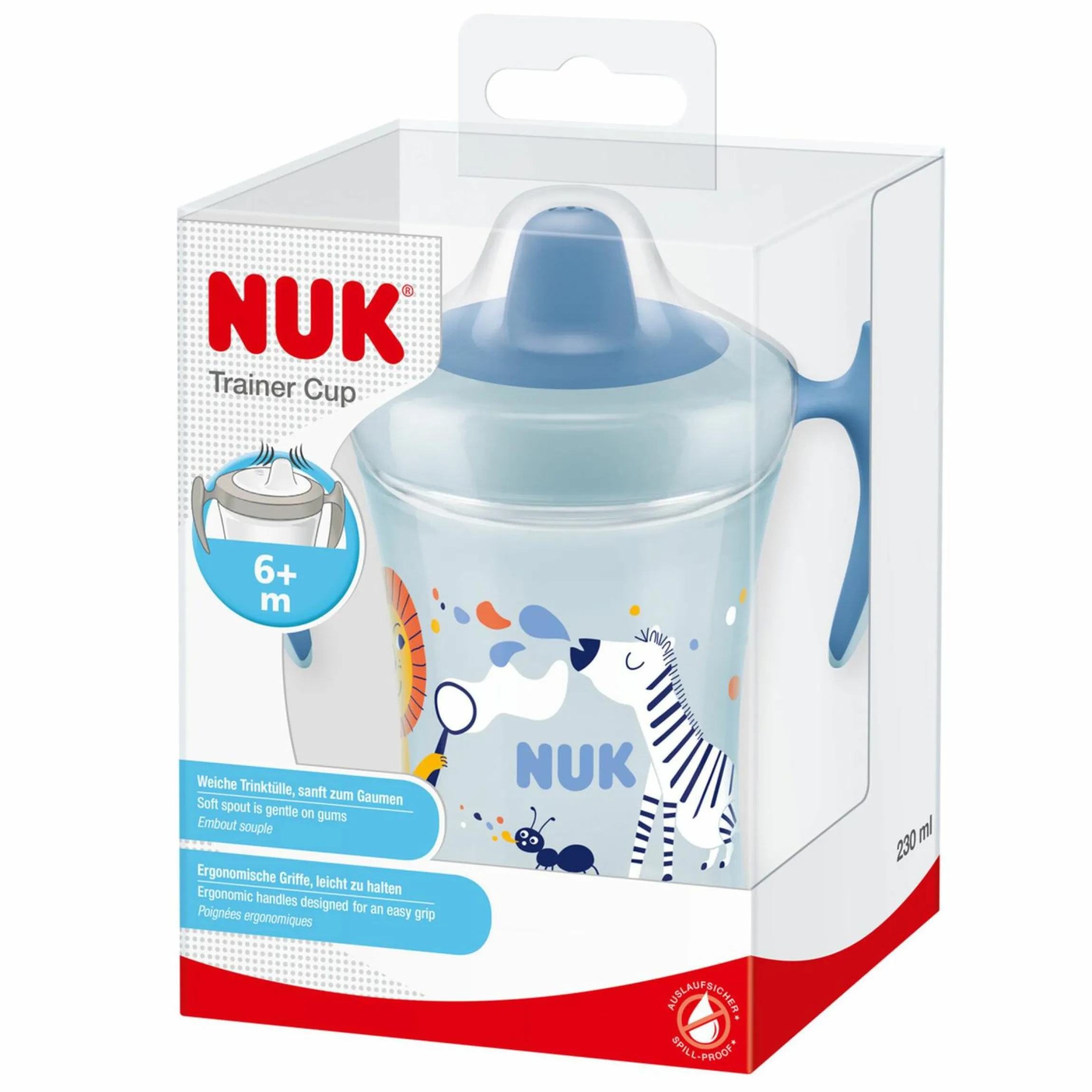 Trinklern-Becher Evolution Trainer Cup 230 ml - mit weichem Schnabel - Blau